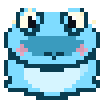 Pixel-art glass frog sprite